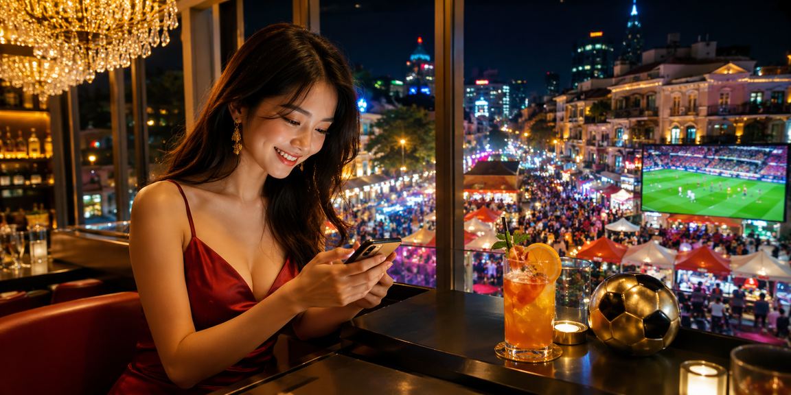 Người dùng trải nghiệm casino trực tuyến trên điện thoại tại chợ đêm Hà Nội